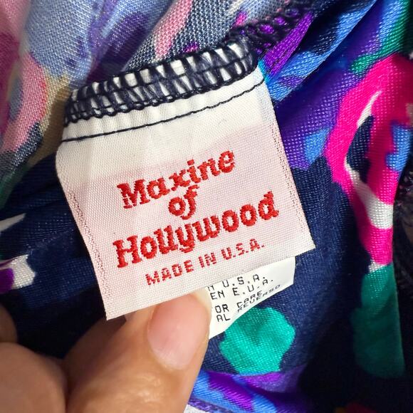 Maxine of Hollywood Navy Floral Vintage Swim Suit Sz 26W NWT - Picture 4 of 10